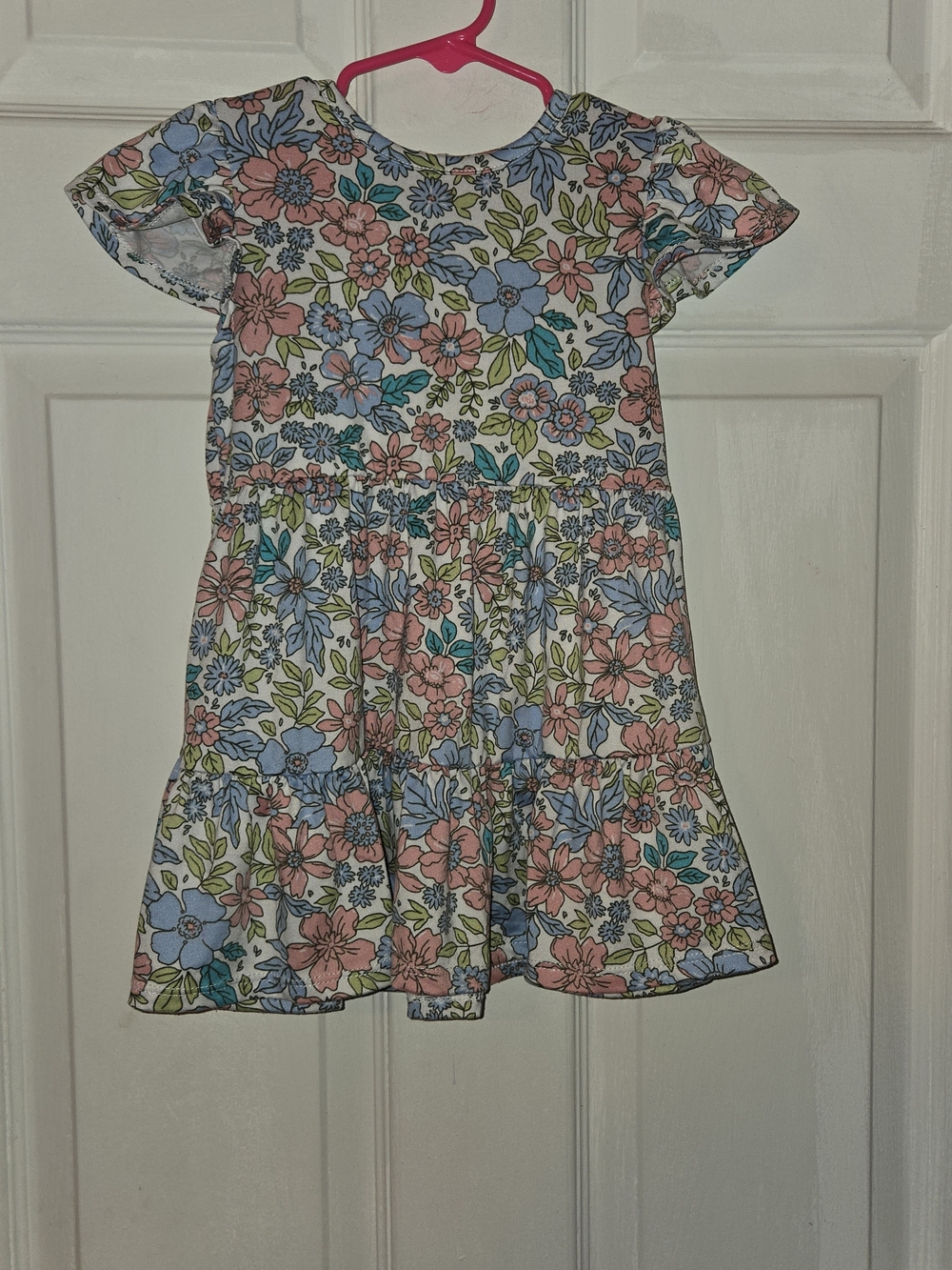 Lucky Penny Pastel Floral Tiered Kids Dress in Pink & Blue SZ 2T